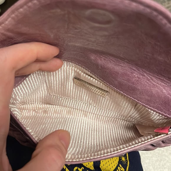 Lauren Merkin Dusty Lilac Purple Leather Hand Clutch Purse - Picture 4 of 5